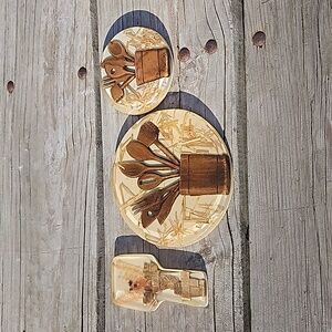 Vintage 1970's Colorflo Lucite and Resin Trivet Set of 3